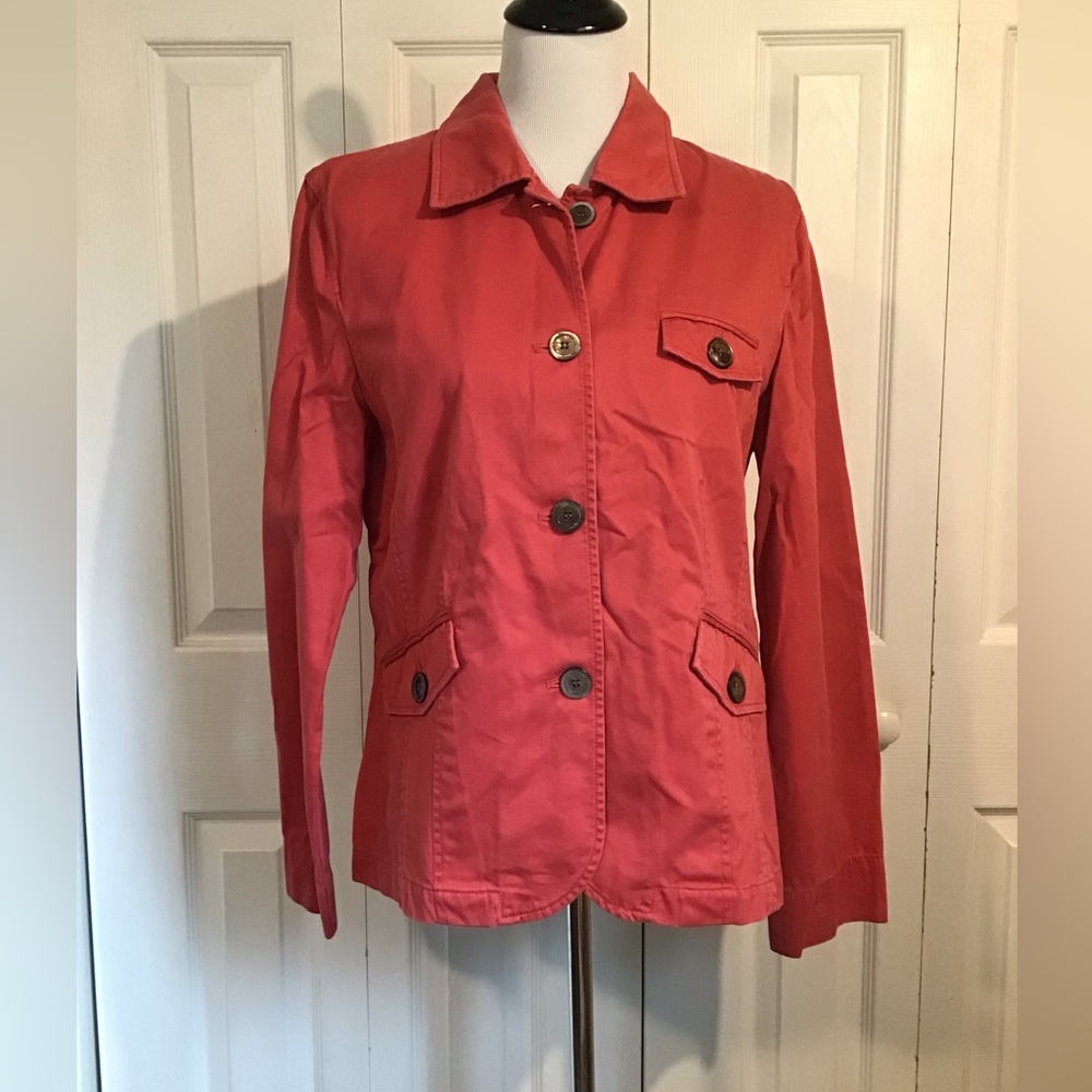 J. Jill Pink Cotton Chino Jacket Size M